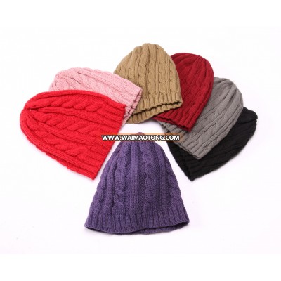 Ladies winter fashion acrylic knitting beanie hats