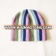 2018 New Style Cheap Custom Winter colorful striped Knitted Beanie Hat Cap